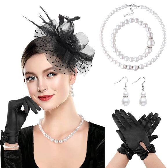 Accessories - 1920s Vintage Fascinators Hat For Women Veil Mesh Tea Party Headpiece 8648